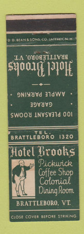 Matchbook Cover - Hotel Brooks Brattleboro VT DD Bean WEAR