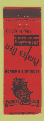 Matchbook Cover - Pirates Den Oakland CA WEAR
