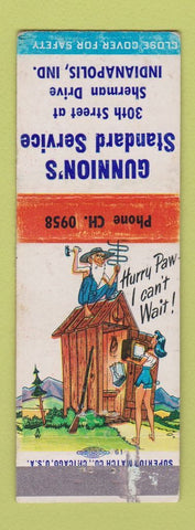 Matchbook Cover - Gunnion's Standard oil gas Indianapolis IN hillbilly WEAR