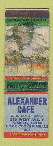 Matchbook Cover - Alexander Cafe Temple TX WEAR