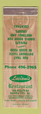 Matchbook Cover - Luciani's Restaurant Rapids City IL WEAR