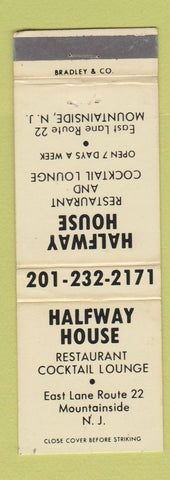 Matchbook Cover - Halfway House Mountainside NJ
