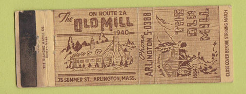 Matchbook Cover - The Old Mill Arlington MA WEAR