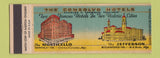 Matchbook Cover - Hotel Monticello Jefferson Norfolk Richmond VA Full Length