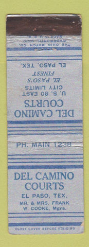 Matchbook Cover - Del Camino Courts Motel El Paso TX WEAR