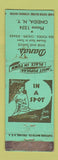 Matchbook Cover - Dana's Restaurant Oneida NY girlie WORN
