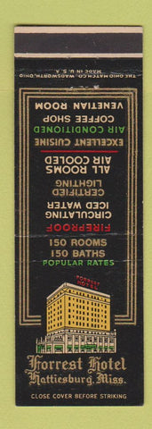Matchbook Cover - Forrest Hotel Hattiesburg MS