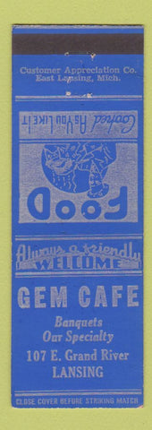Matchbook Cover - Gem Cafe Lansing MI