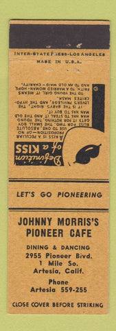 Matchbook Cover - Johnny Morris's Pioneer Cafe Artesia CA