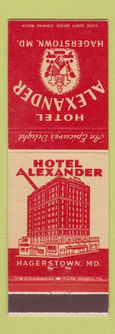 Matchbook Cover - Hotel Alexander Hagerstown MD