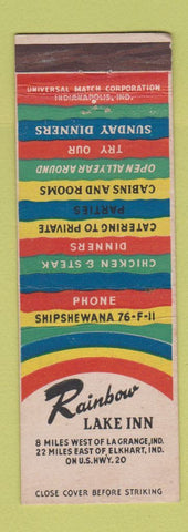 Matchbook Cover - Rainbow Lake Inn LaGrange IN