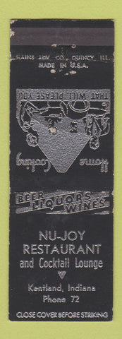 Matchbook Cover - Nu Joy Restaurant Kentland IN low phone # WEAR