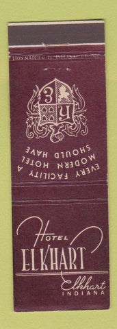 Matchbook Cover - Hotel Elkhart IN MAROON
