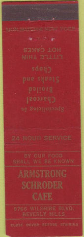 Matchbook Cover - Armstrong Schroder Cafe Beverly Hills CA