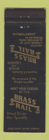 Matchbook Cover - Brass Rail Jamestown ND