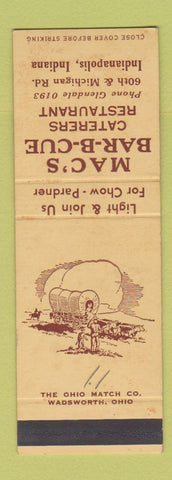 Matchbook Cover - Mac's BBQ Indianapolis IN SAMPLE WEAR