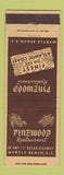 Matchbook Cover - Pinewood Restaurant Myrtle Beach SC