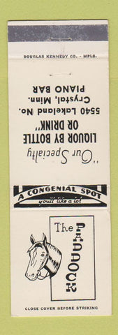 Matchbook Cover - The Paddock Piano Bar Crystal MN