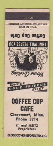 Matchbook Cover - Coffee Cup Cafe Claremont MN low phone #