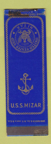 Matchbook Cover - USS Mizar Navy SAMPLE WEAR TAPED
