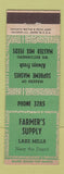Matchbook Cover - Farmer's Supply Lake Mills WI? IA? ADVANCE Green