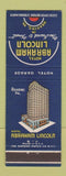 Matchbook Cover - Hotel Abraham Lincoln Reading PA