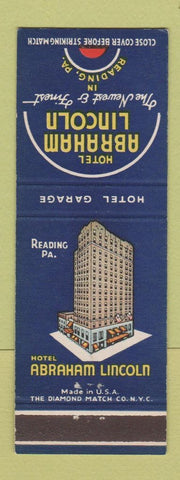 Matchbook Cover - Hotel Abraham Lincoln Reading PA