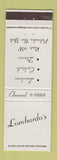 Matchbook Cover - Lombardo's Restaurant Palisades NY