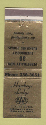 Matchbook Cover - Hawkeye Lodge Iowa City IA