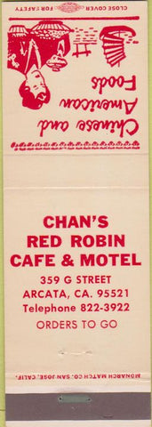 Matchbook Cover - Chan's Red Robin Cafe Motel Arcata CA