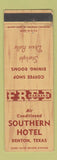 Matchbook Cover - Southern Hotel Denton TX