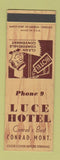 Matchbook Cover - Luce Hotel Conrad MT low phone # SAMPLE WEAR