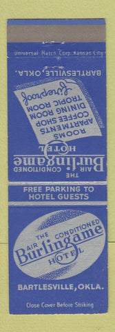 Matchbook Cover - Burlingame Hotel Bartlesville OK