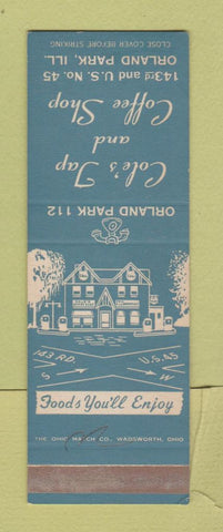 Matchbook Cover - Cole's Tap Coffee Shop Orland Park IL SAMPLE WEAR