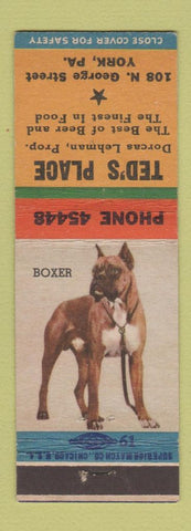 Matchbook Cover - Ted's Place York PA Boxer