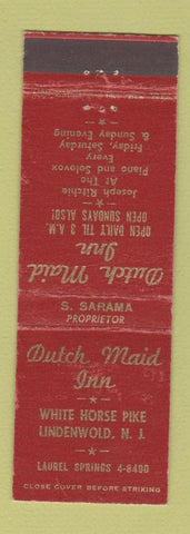 Matchbook Cover - Dutch Maid Inn Lindenwold NJ WEAR