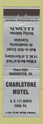 Matchbook Cover - Charlstone Motel York PA