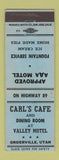 Matchbook Cover - Carl's Cafe Valley Motel Orderville UT WEAR
