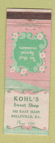Matchbook Cover - Kohl's Sweet Shop Belleville IL