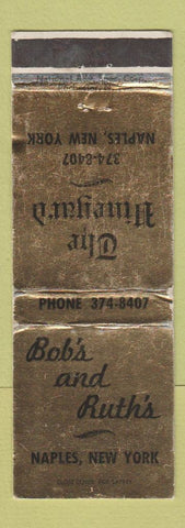 Matchbook Cover - The Vineyard Bob's and Ruth's Naples NY WORN