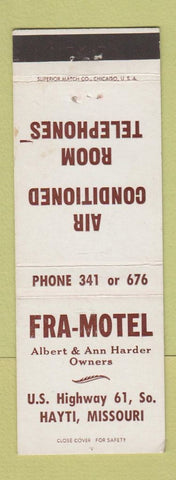 Matchbook Cover - Fra Motel Hayti MO low phone #