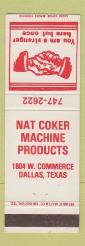 Matchbook Cover - Nat Coker Machine Products Dallas TX