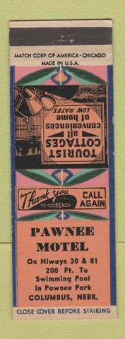 Matchbook Cover - Pawnee Motel Columbus NE