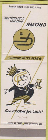 Matchbook Cover - Crown Finance Co Kirksville MO