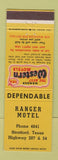 Matchbook Cover - Ranger Motel Stratford TX Best Western