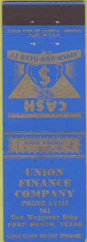 Matchbook Cover - Union Finance Co Fort Worth TX
