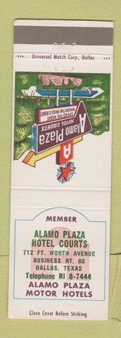 Matchbook Cover - Alamo Plaza Hotel Courts Dallas TX