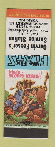 Matchbook Cover - Curvin Freeser's Service oil gas York PA Hillbilly