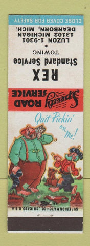 Matchbook Cover - Rex Standard oil gas Dearborn MI hillbilly