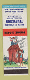 Matchbook Cover - Ralph Pugliese TV Harrisburg PA hillbilly